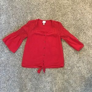 Women’s Red Knox Rose Shirt Sz M